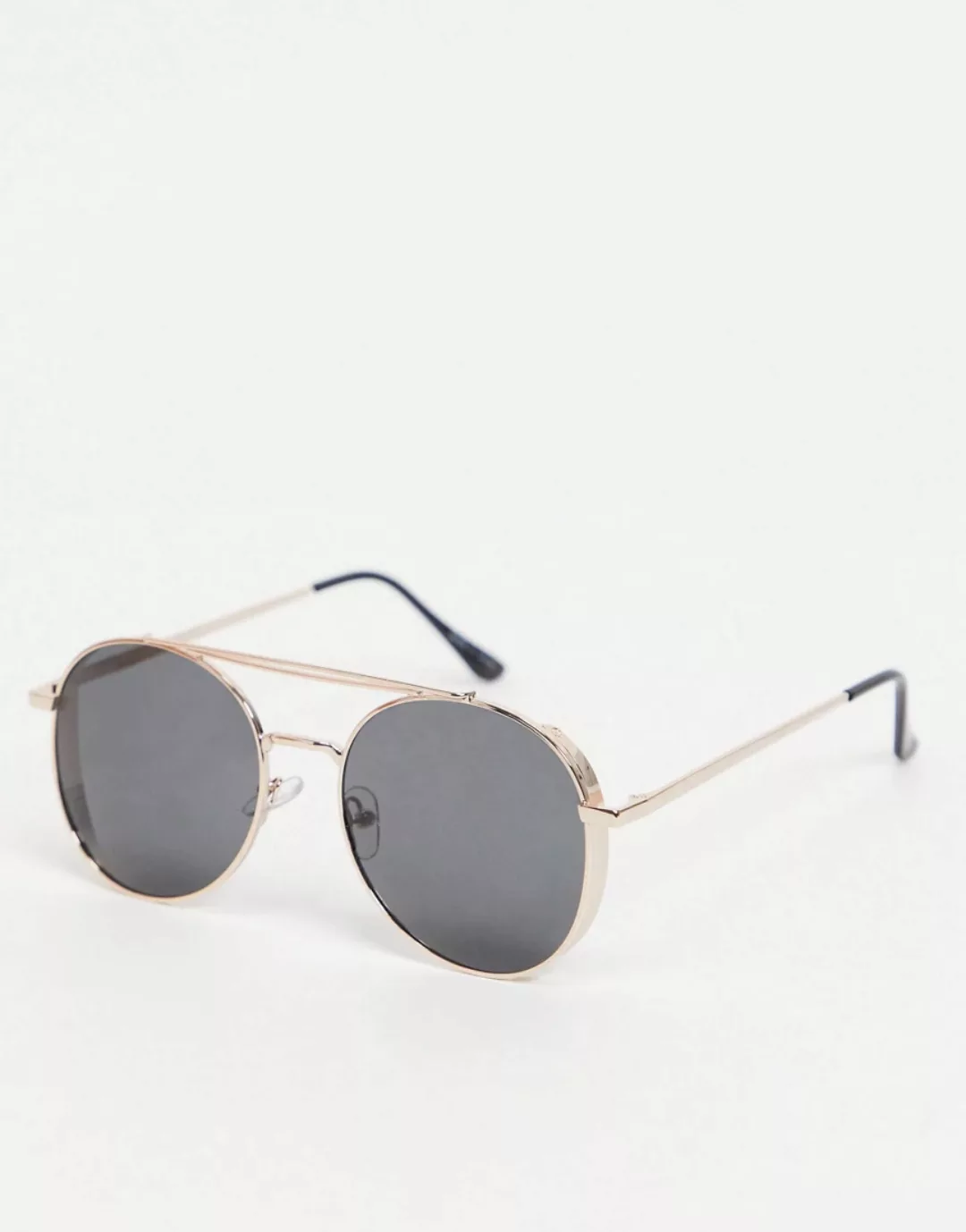 Pieces – Pilotensonnenbrille mit Rahmen in Gold und getönten Gläsern in Sch günstig online kaufen