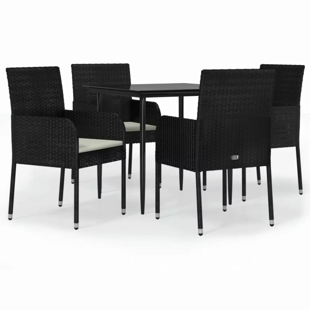 Vidaxl 5-tlg. Garten-essgruppe Mit Kissen Schwarz Poly Rattan günstig online kaufen