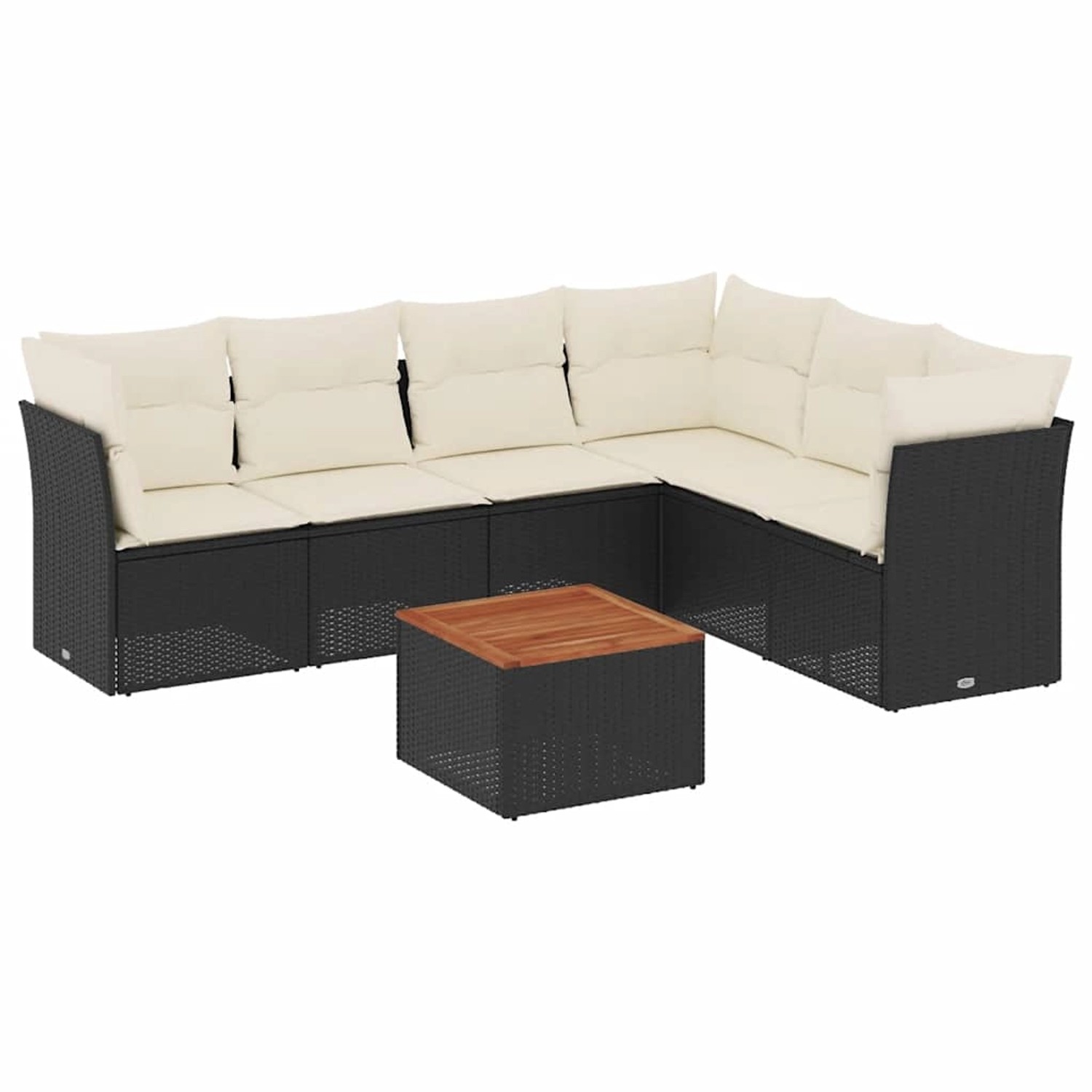 vidaXL 7-Tlg Garten-Sofagarnitur mit Kissen Schwarz Poly Rattan 3255986 günstig online kaufen