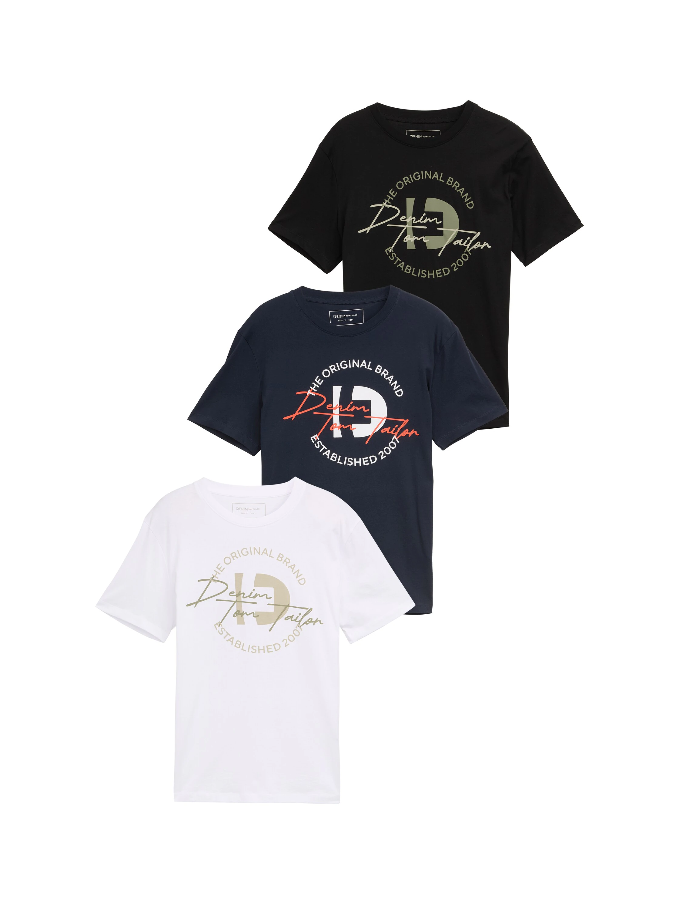 TOM TAILOR Denim T-Shirt, (Packung, 3 tlg.), mit Print günstig online kaufen