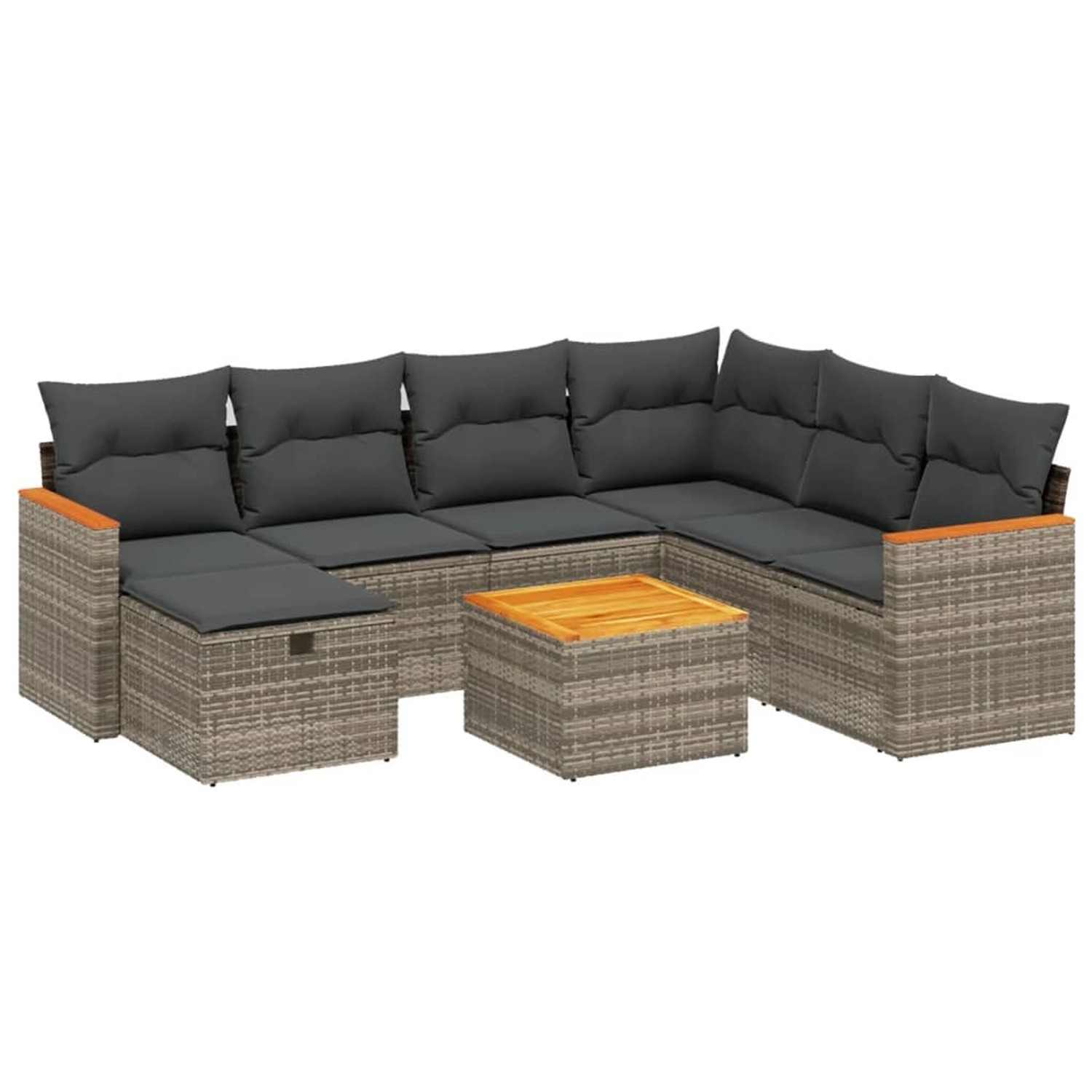 vidaXL 8-Tlg Garten-Sofagarnitur mit Kissen Grau Poly Rattan 3265337 günstig online kaufen