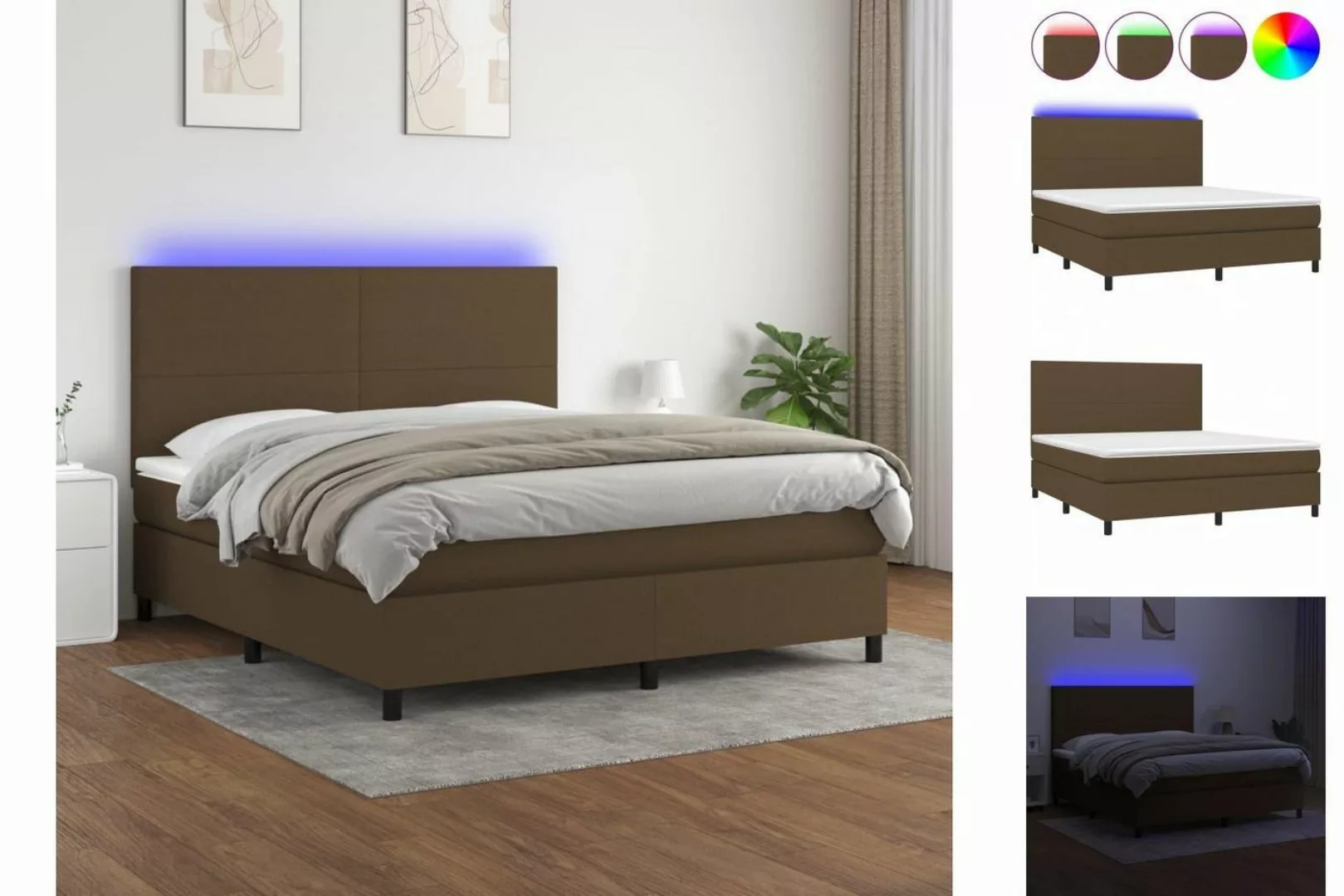 vidaXL Boxspringbett Bett Boxspringbett mit Matratze & LED Stoff (180 x 200 günstig online kaufen