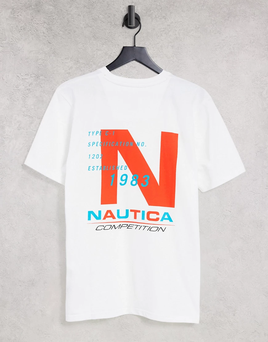Nautica Competition – Rowlock – T-Shirt in Weiß mit Print am Rücken günstig online kaufen