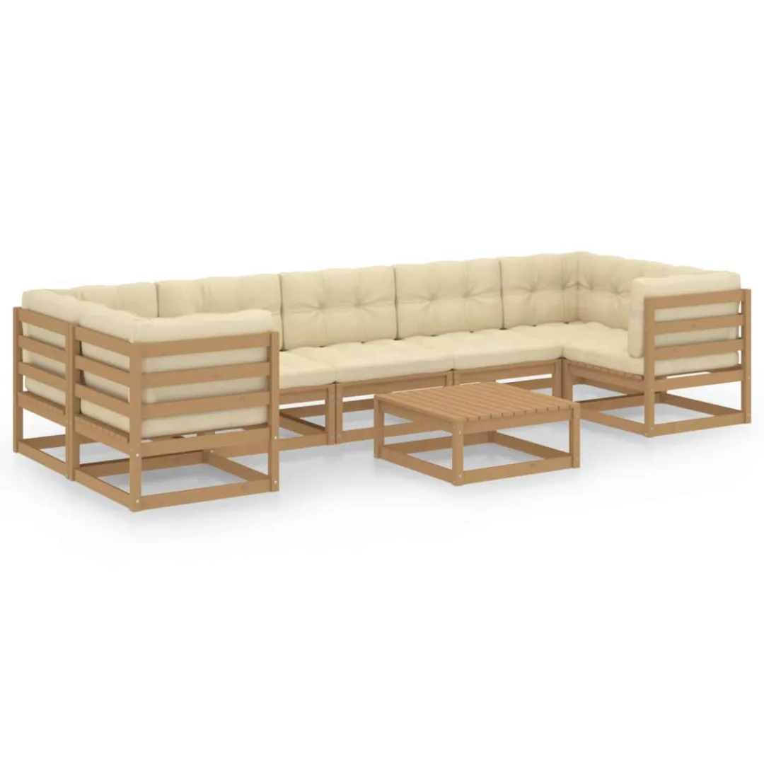 8-tlg. Garten-lounge-set Kissen Honigbraun Kiefer Massivholz günstig online kaufen