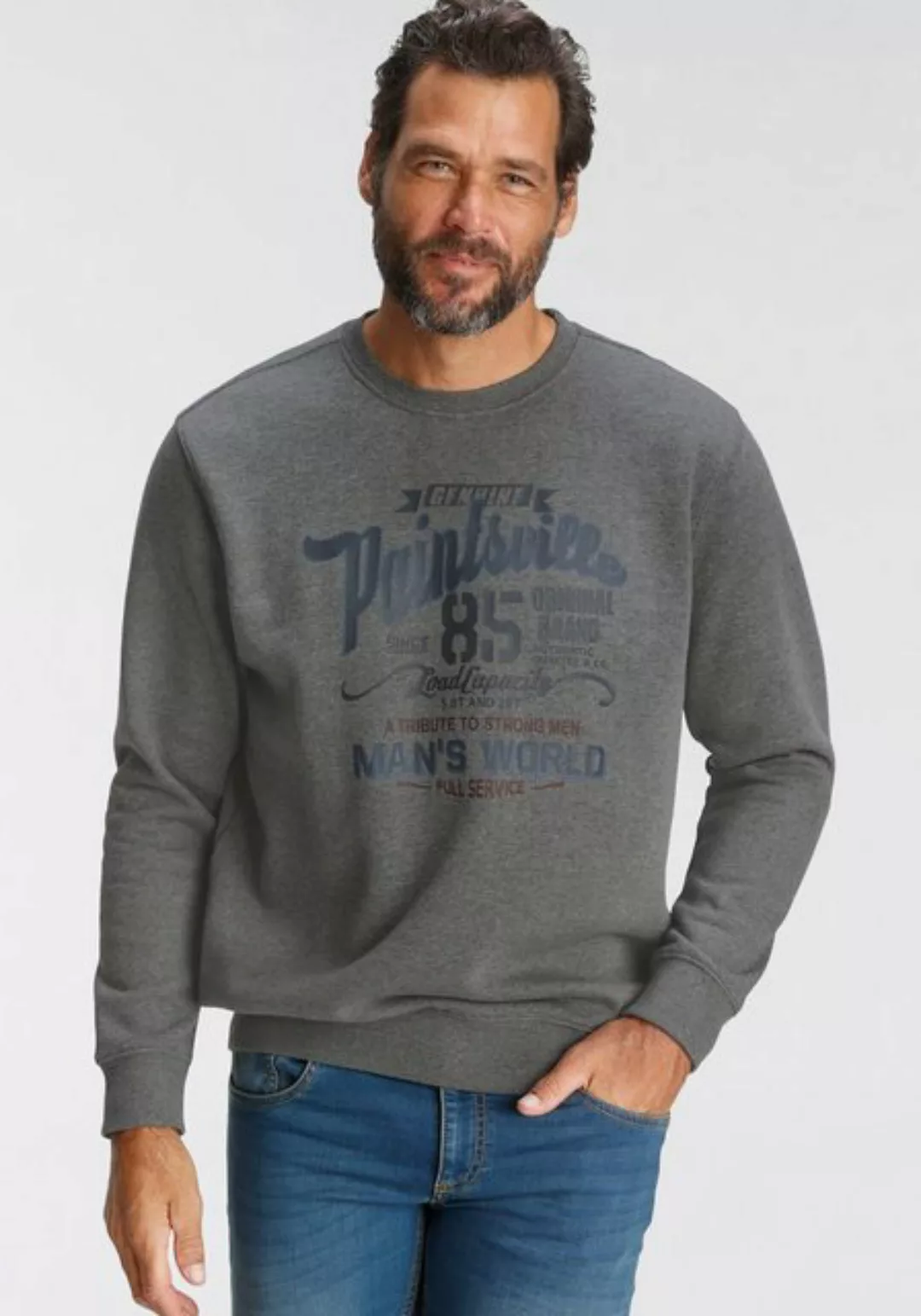 Man's World Sweatshirt Langarm, lässiger Print, Rundhals, aus Baumwollmisch günstig online kaufen