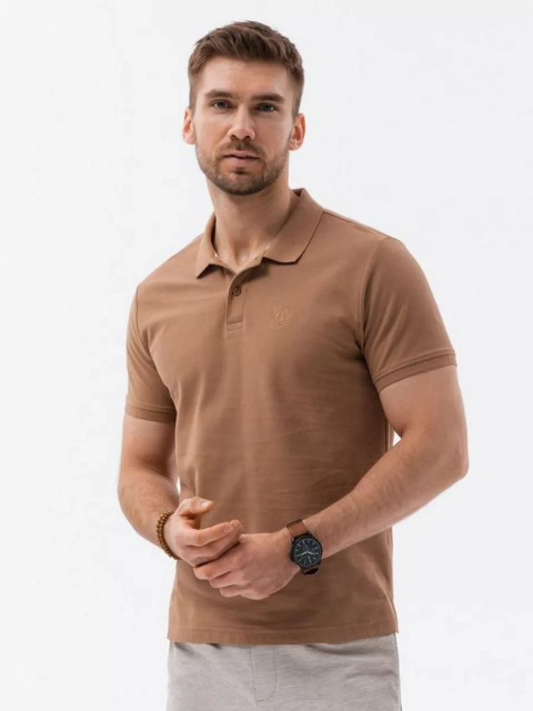OMBRE Poloshirt Ombre Herren Pique-Strick-Poloshirt - hellbraun V23 S1374 X günstig online kaufen