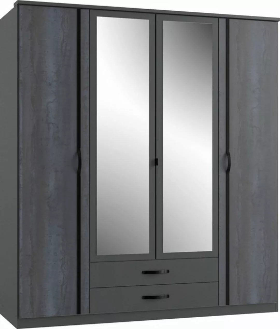 freiraum Kleiderschrank in Graphit mit 2 Schubladen und 4 Türen (B/H/T: 180 günstig online kaufen