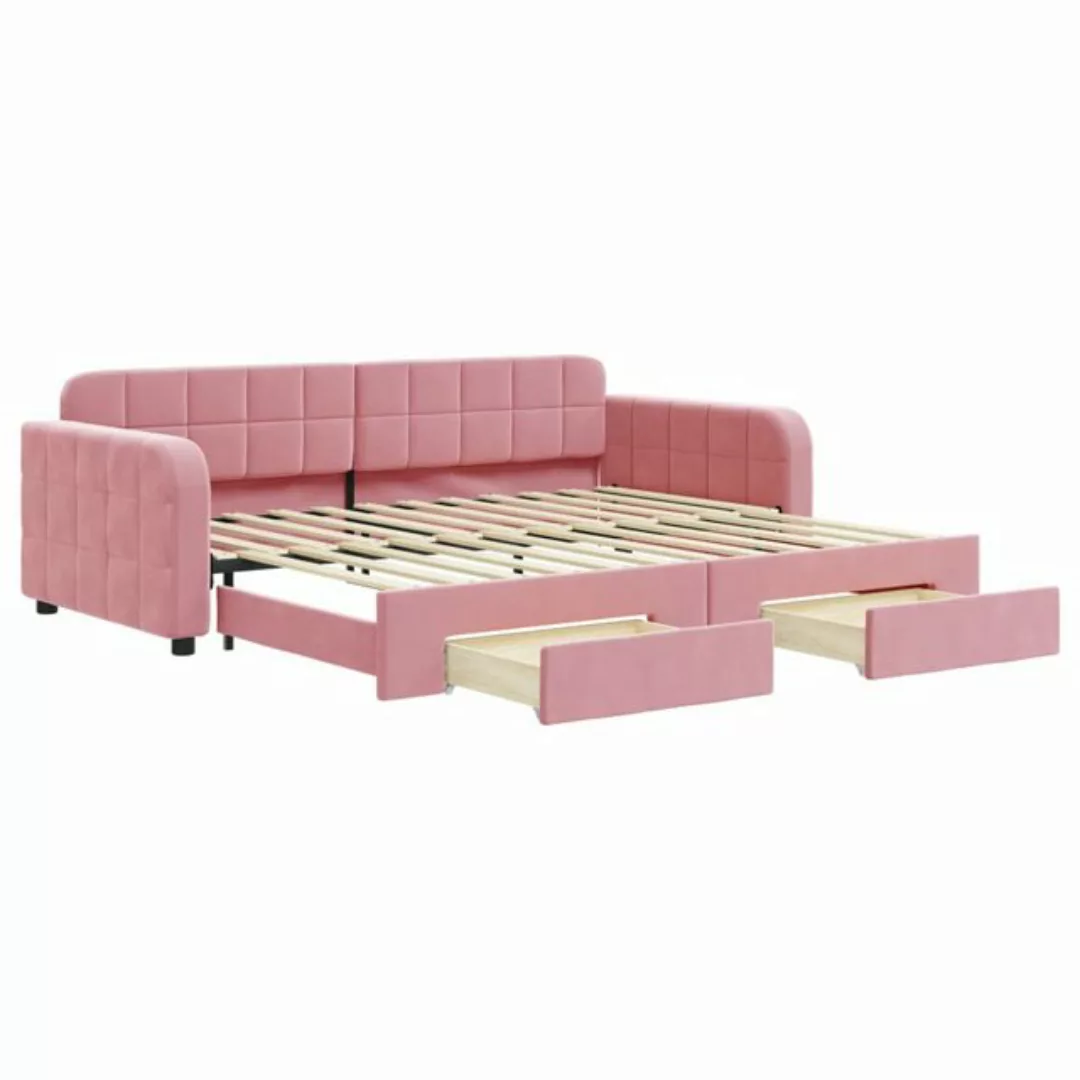 vidaXL Gästebett Gästebett Tagesbett Ausziehbar mit Schubladen Rosa 90x200 günstig online kaufen