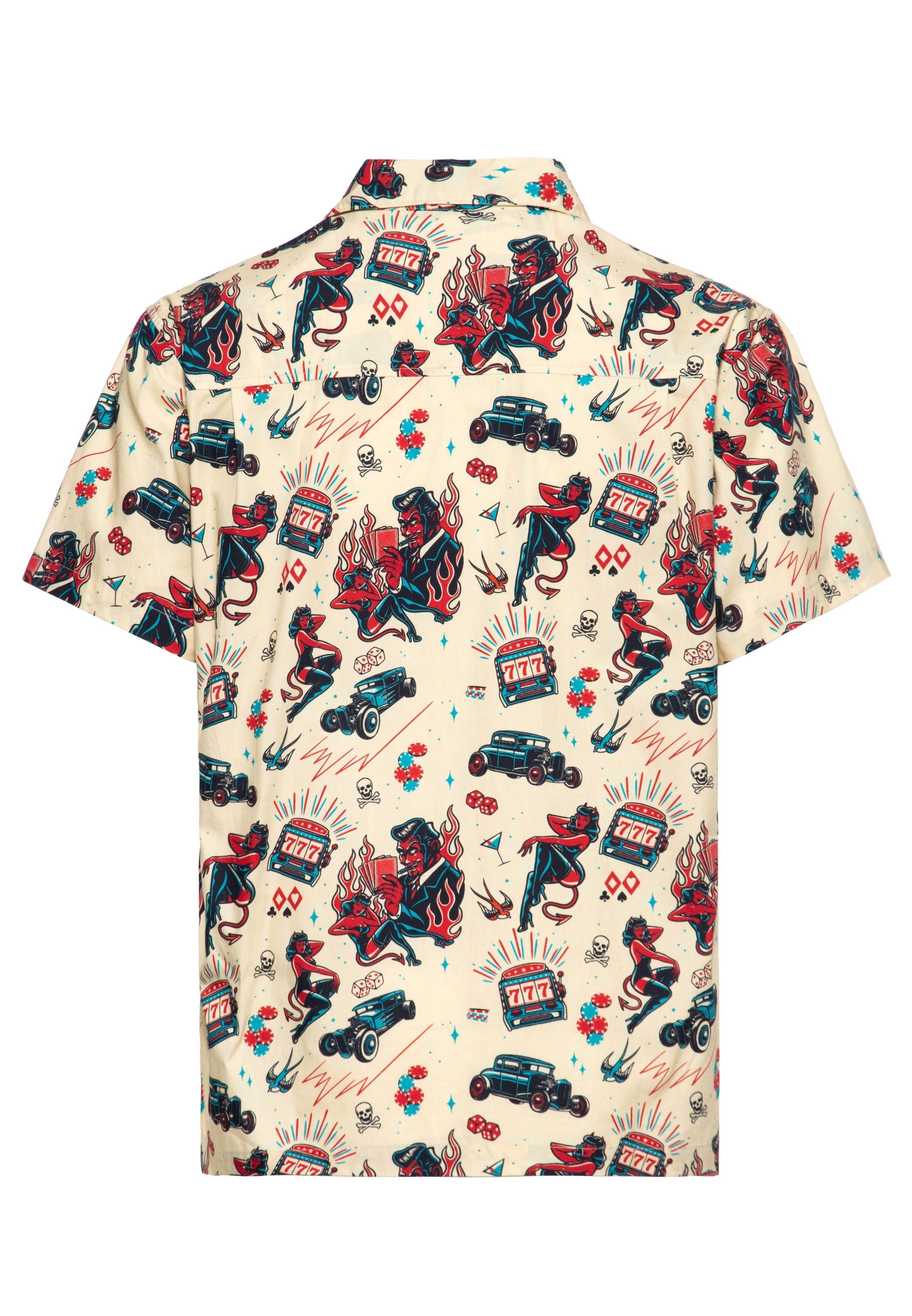 KingKerosin Kurzarmhemd Rockabilly Devil mit Allover-Artwork-Print günstig online kaufen