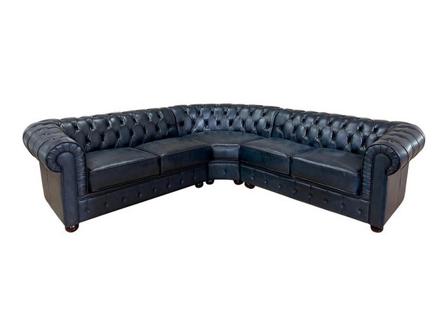 Salottini Ecksofa SOFORT LIEFERBAR Chesterfield Ecksofa Aberdeen Leder BLAU günstig online kaufen