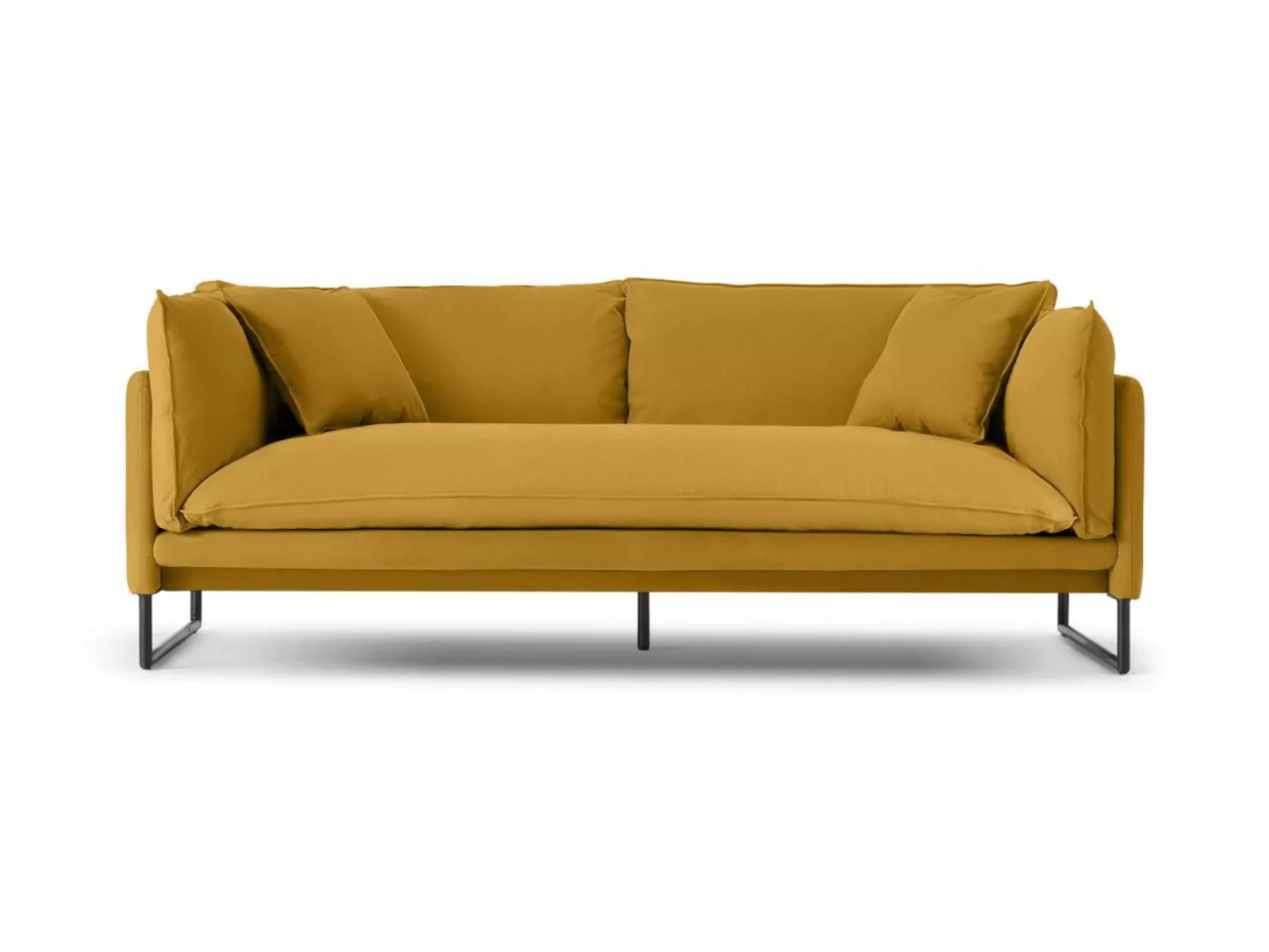 Sofa 3-Sitzer - Baumwolle & Leinen- Gelb - MIROSE günstig online kaufen