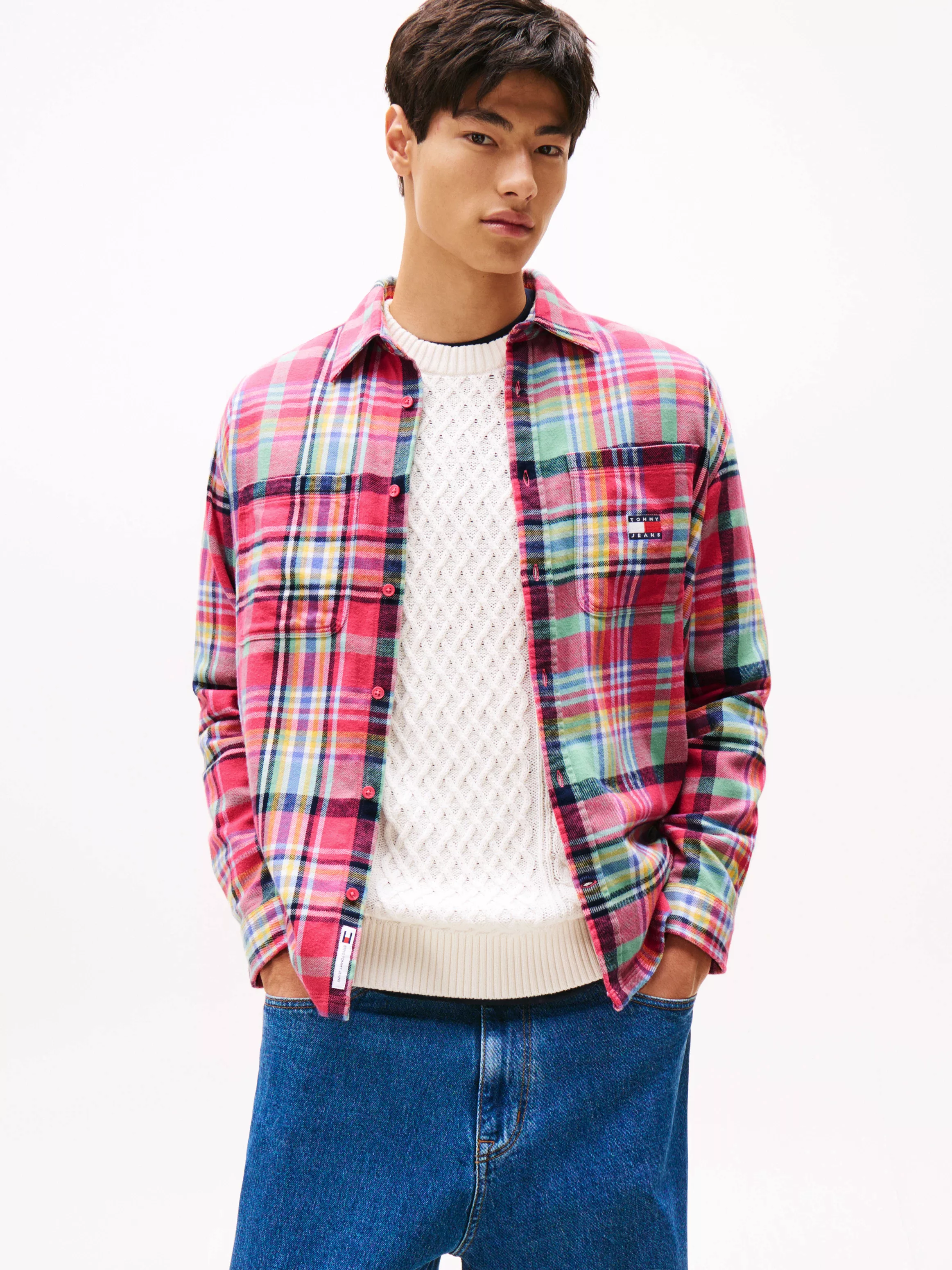 Tommy Jeans Hemdjacke "TJM UTILITY FLANNEL OVERSHIRT", Oversized Fit, Baumw günstig online kaufen