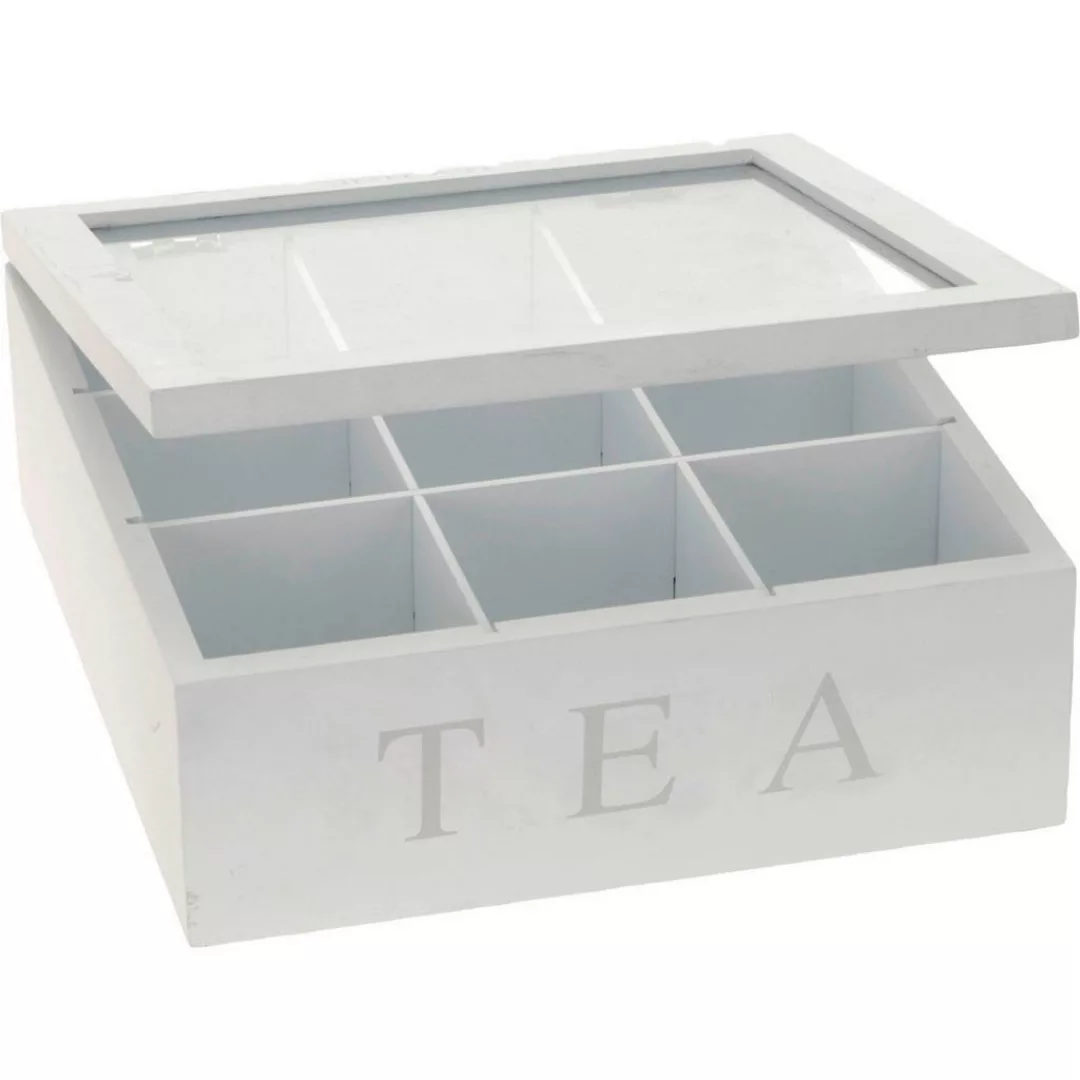 Teebox weiß MDF B/H/L: ca. 23x9x23 cm günstig online kaufen