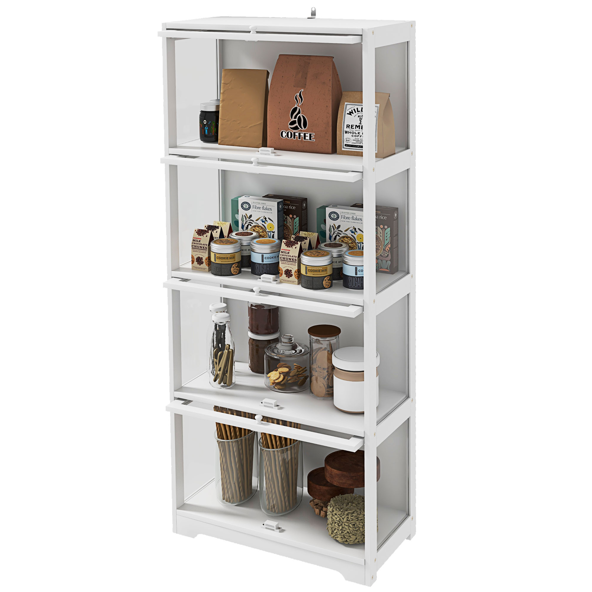 HOMCOM Vitrine für Sammler Buffet Wohnzimmer Aufbewahrungsmöbel mit 4 Ebene günstig online kaufen