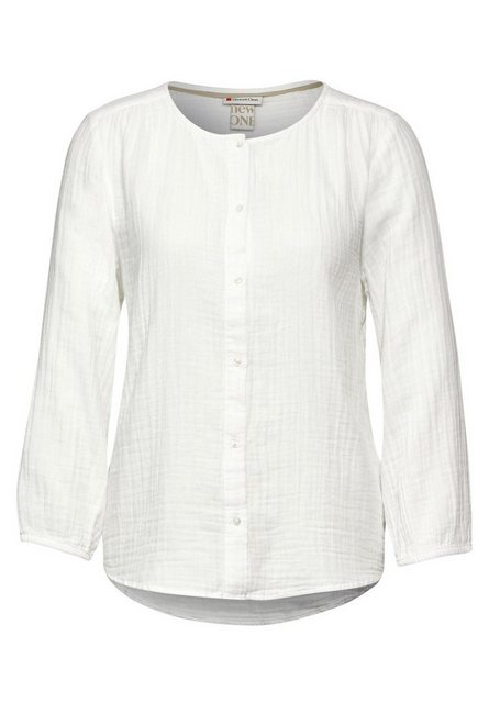 STREET ONE Blusenshirt QR Muslin buttoned roundneck b, off white günstig online kaufen