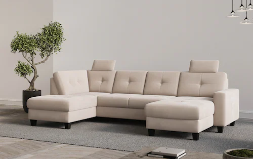 Places of Style Wohnlandschaft "Varese", Kreuznaht in beige günstig online kaufen