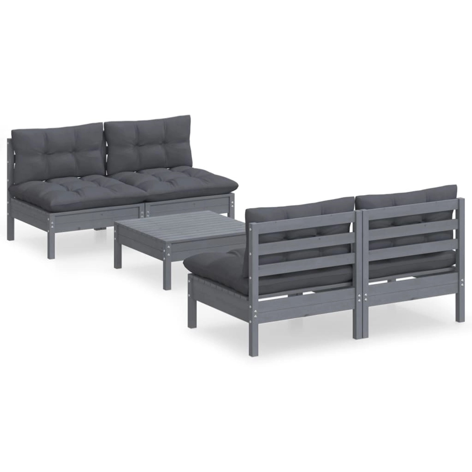 vidaXL 5-tlg Garten-Lounge-Set mit Anthrazit Kissen Kiefernholz Modell 2 günstig online kaufen