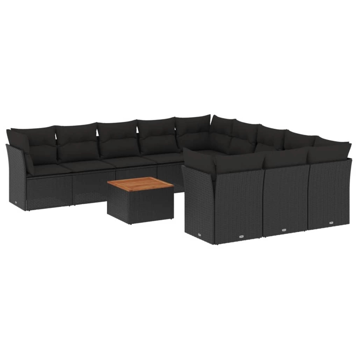 vidaXL 12-Tlg Garten-Sofagarnitur mit Kissen Schwarz Poly Rattan 3256237 günstig online kaufen