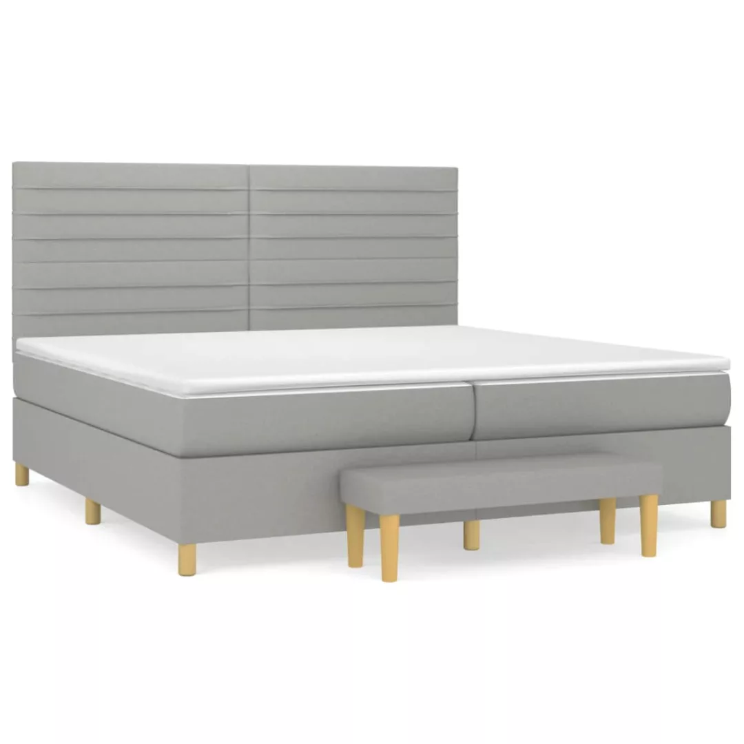 Vidaxl Boxspringbett Mit Matratze Hellgrau 200x200 Cm Stoff günstig online kaufen