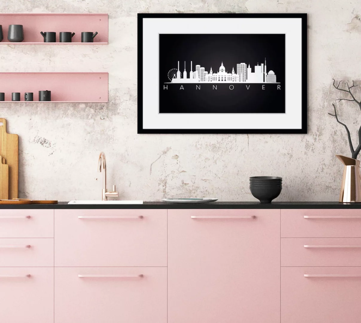 queence Bild "Hannover Skyline", Städte-Stadt-Deutschland-Schwarz-Weiß-Gebä günstig online kaufen