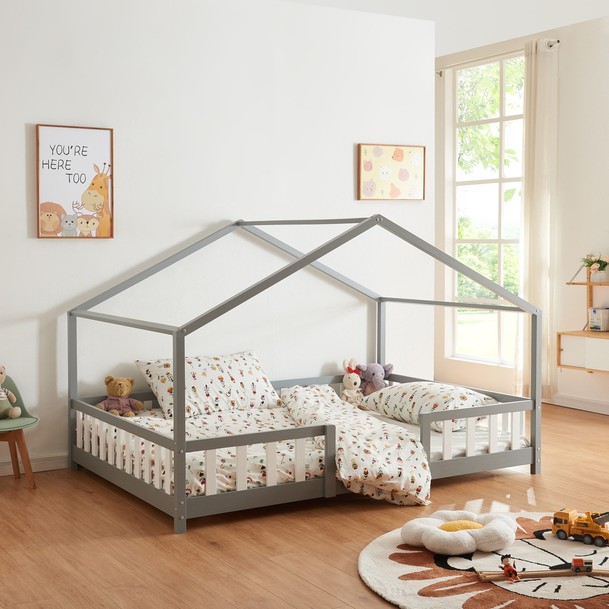 en.casa Kinderbett, »Treviolo« Haus-Optik mit Rausfallschutz günstig online kaufen