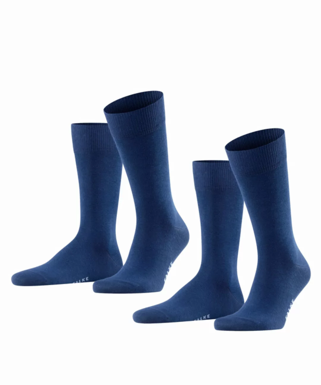 FALKE Happy 2-Pack Herren Socken, 47-50, Blau, Uni, Baumwolle, 14610-600004 günstig online kaufen