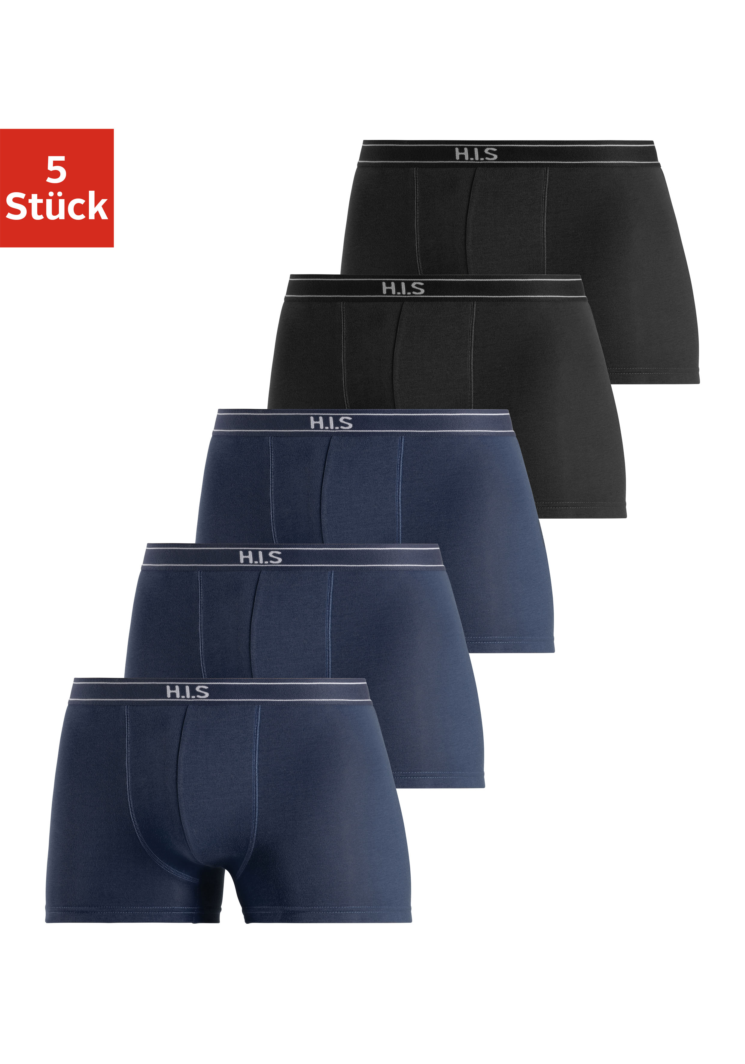 H.I.S Boxer "Boxershorts für Herren", (Packung, 5 St.), mit Steifen und Log günstig online kaufen