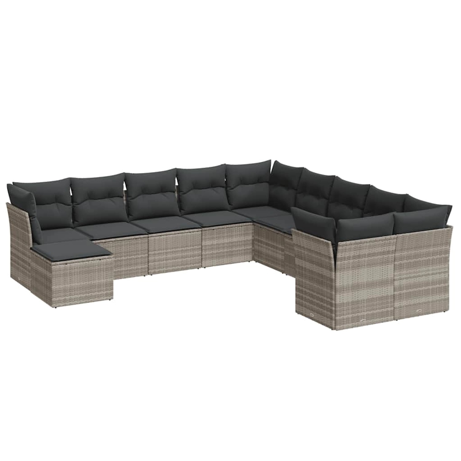 vidaXL 11-Tlg Garten-Sofagarnitur mit Kissen Hellgrau Poly Rattan 3250451 günstig online kaufen