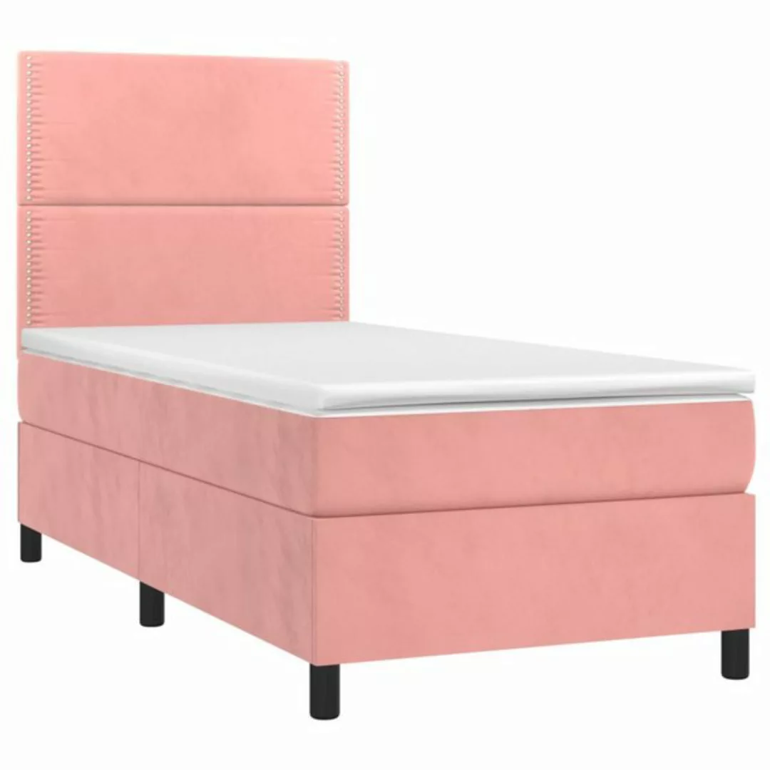 vidaXL Boxspringbett Boxspringbett mit Matratze LED Rosa 100x200 cm Samt Be günstig online kaufen