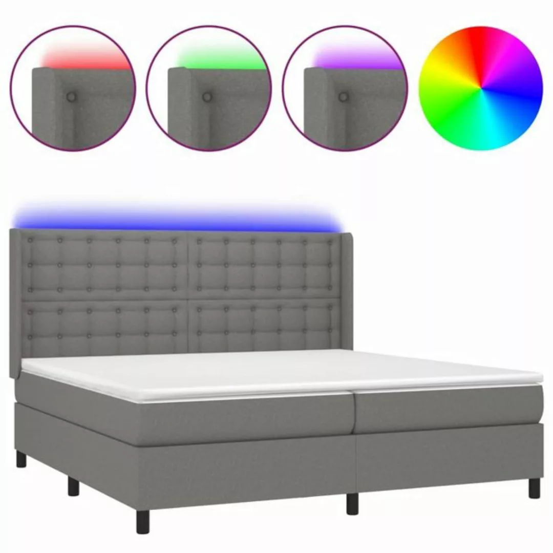 vidaXL Bettgestell Boxspringbett mit Matratze LED Dunkelgrau 200x200 cm Sto günstig online kaufen