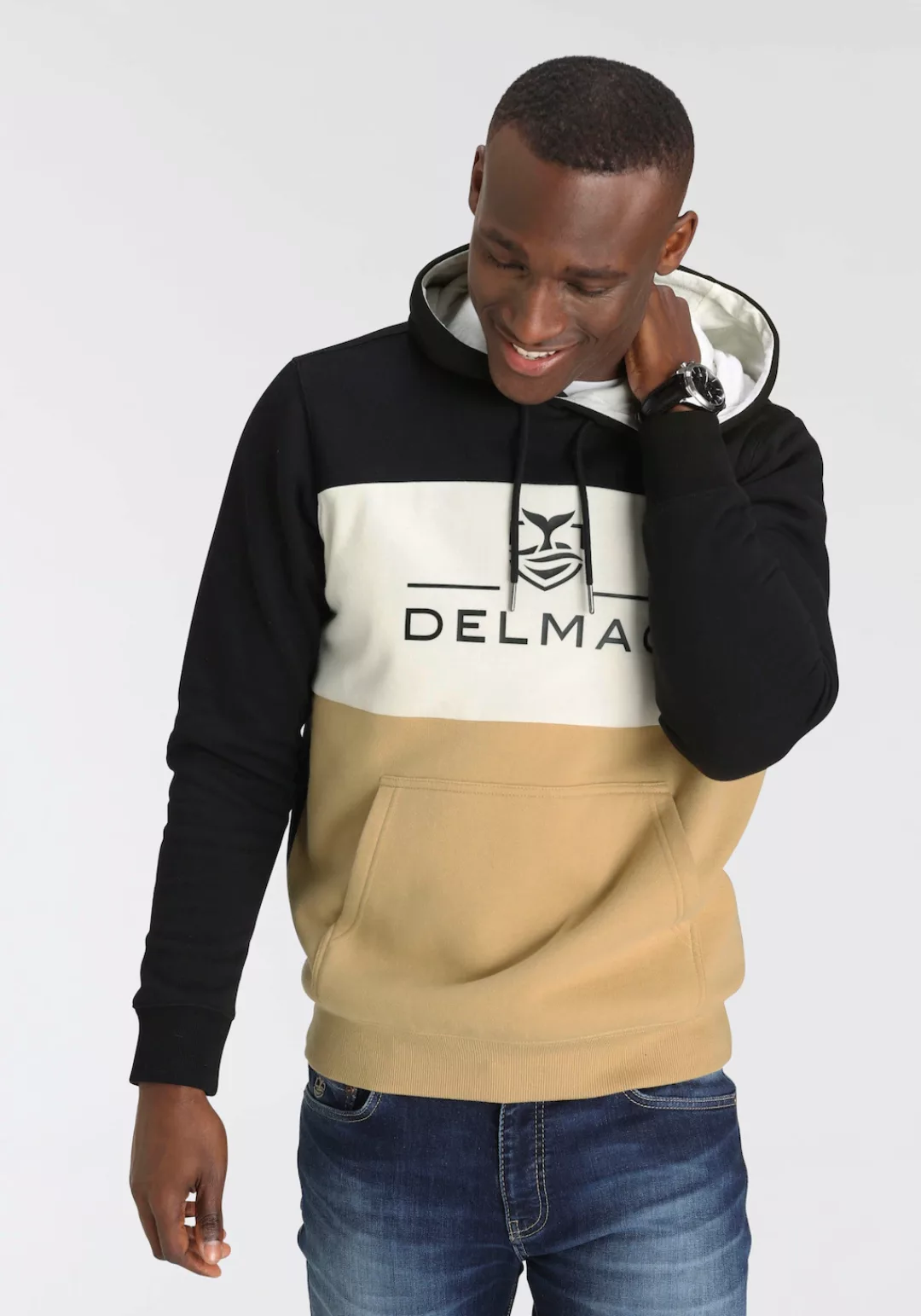 DELMAO Kapuzensweatshirt Langarm, lockere Passform, Colourblocking-Optik, m günstig online kaufen