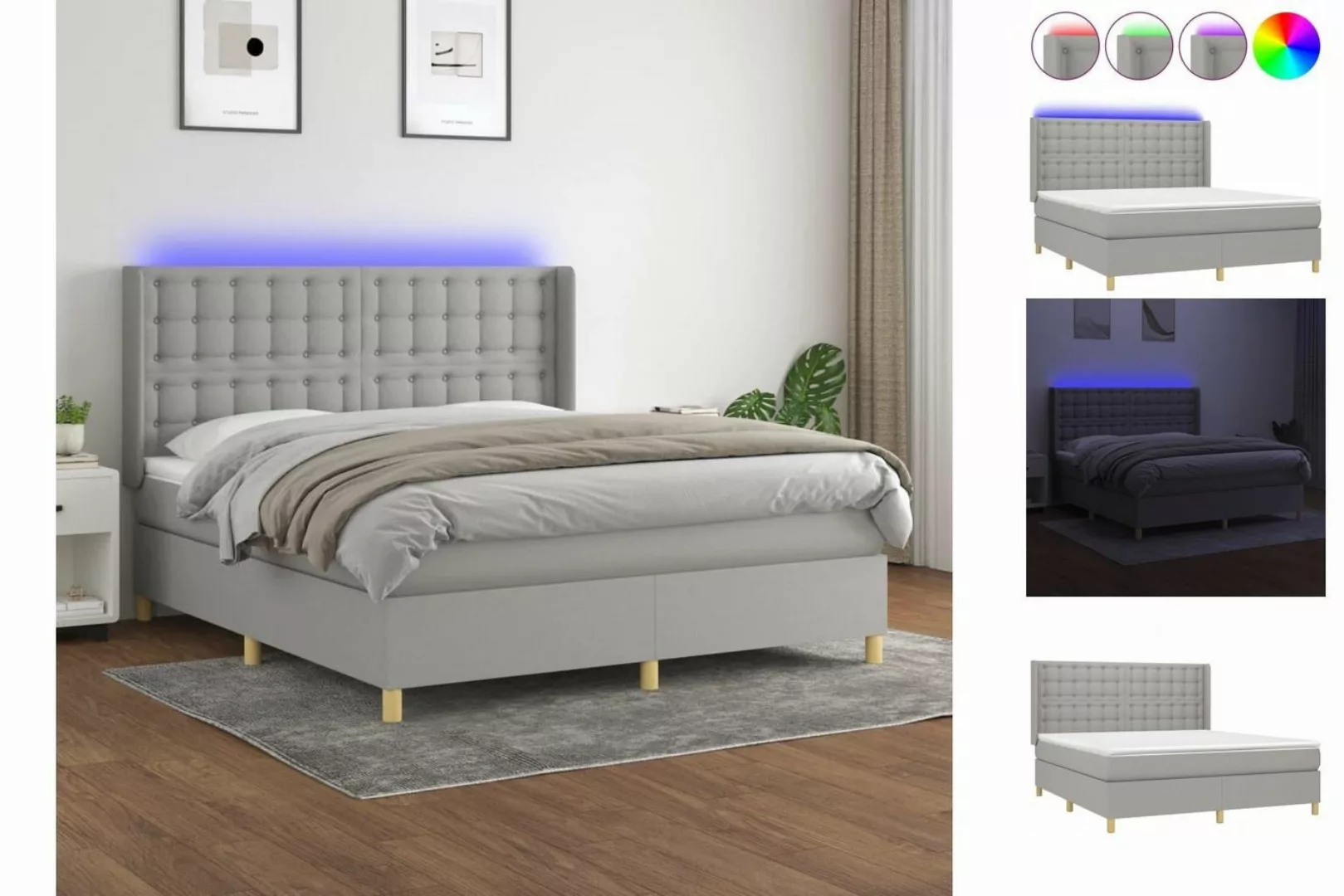 vidaXL Boxspringbett Bett Boxspringbett mit Matratze und LED Stoff (180 x 2 günstig online kaufen