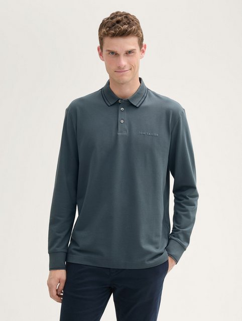 TOM TAILOR Langarm-Poloshirt Langarm Poloshirt mit Logo Print günstig online kaufen