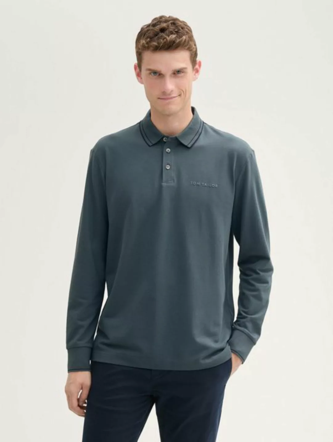 TOM TAILOR Langarm-Poloshirt Langarm Poloshirt mit Logo Print mit Logo Prin günstig online kaufen