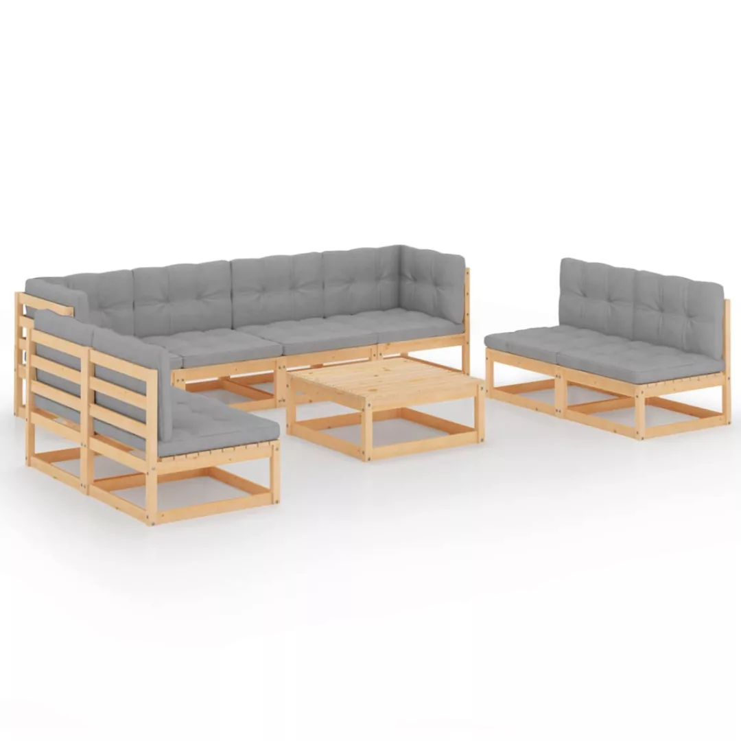 9-tlg. Garten-lounge-set Mit Kissen Kiefer Massivholz günstig online kaufen