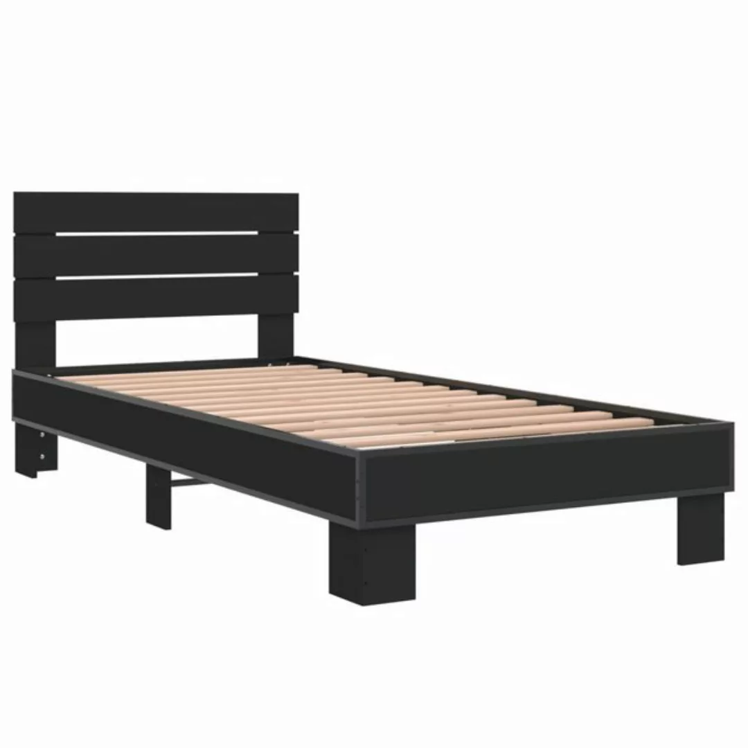 vidaXL Bettgestell, Bettrahmen Schwarz 100x200 cm Holzwerkstoff und Metall günstig online kaufen