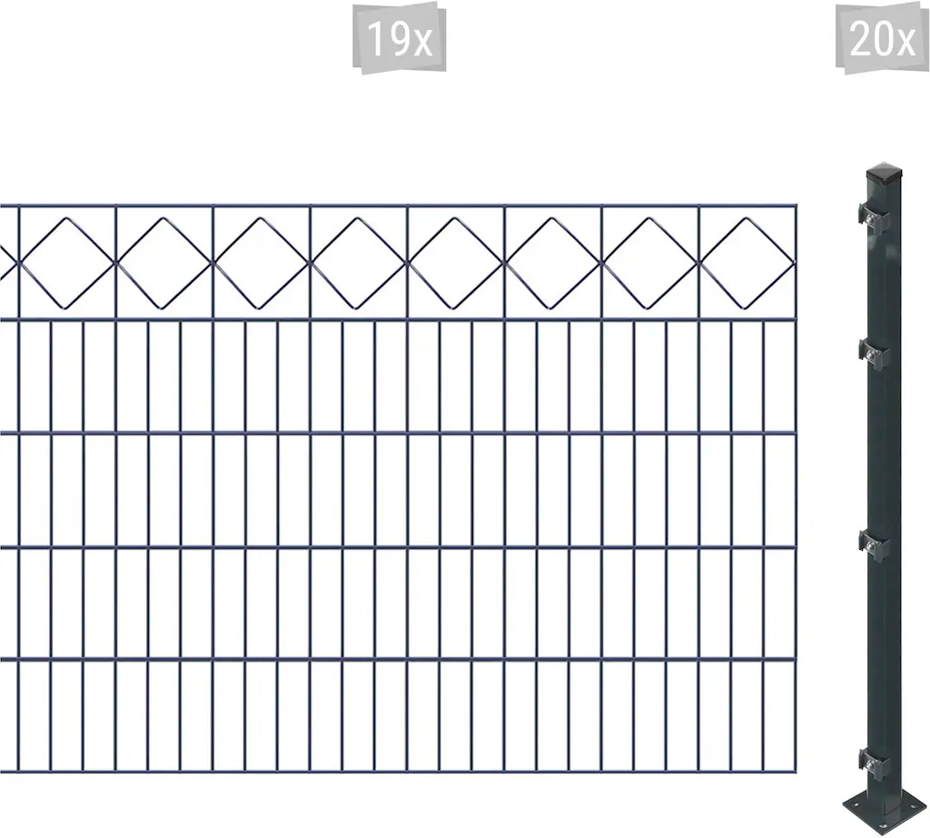 Arvotec Doppelstabmattenzaun "ESSENTIAL 100 zum Aufschrauben "Karo" mit Zie günstig online kaufen