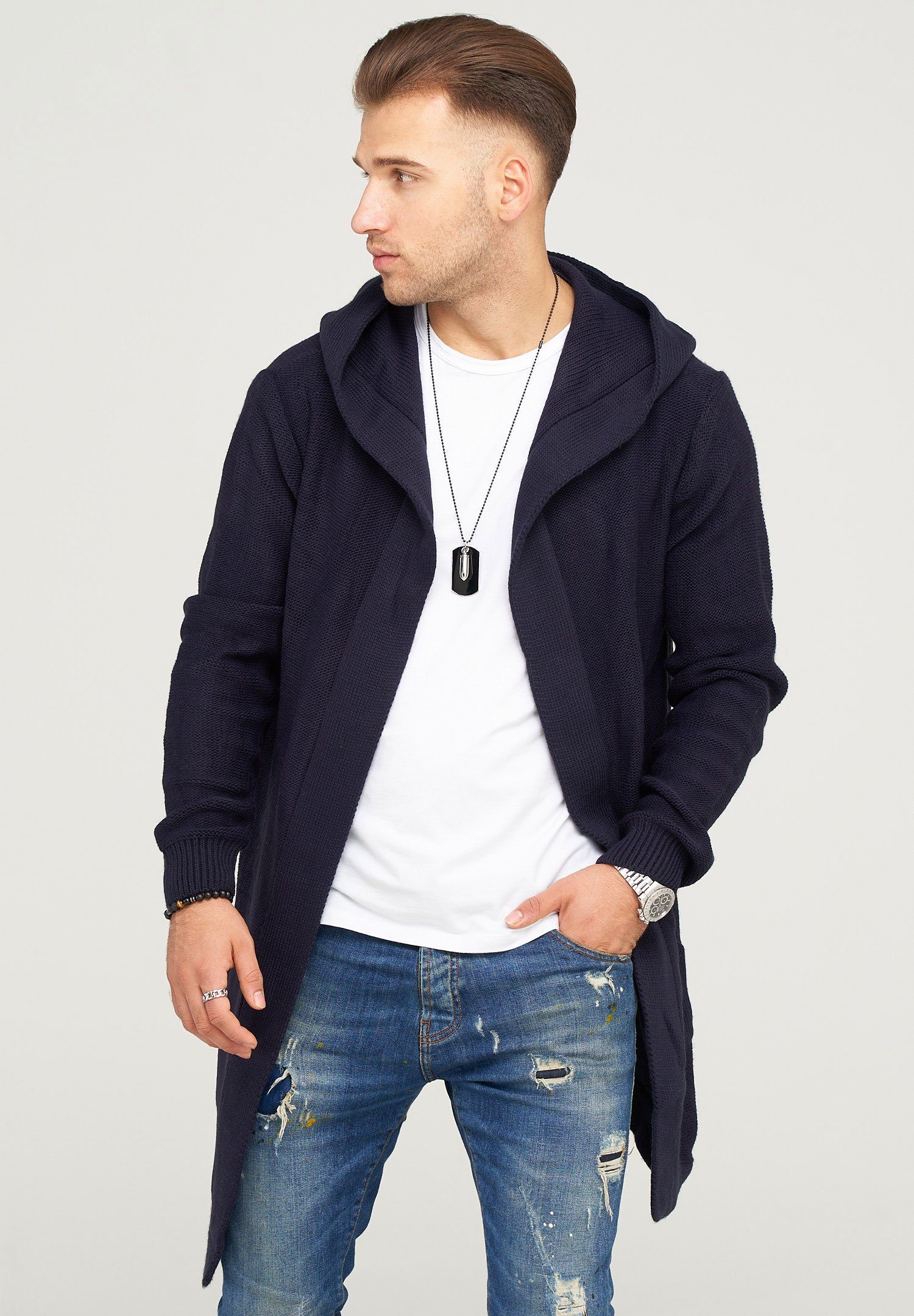 behype Strickjacke "JAROMIR", mit kuscheliger Kapuze günstig online kaufen