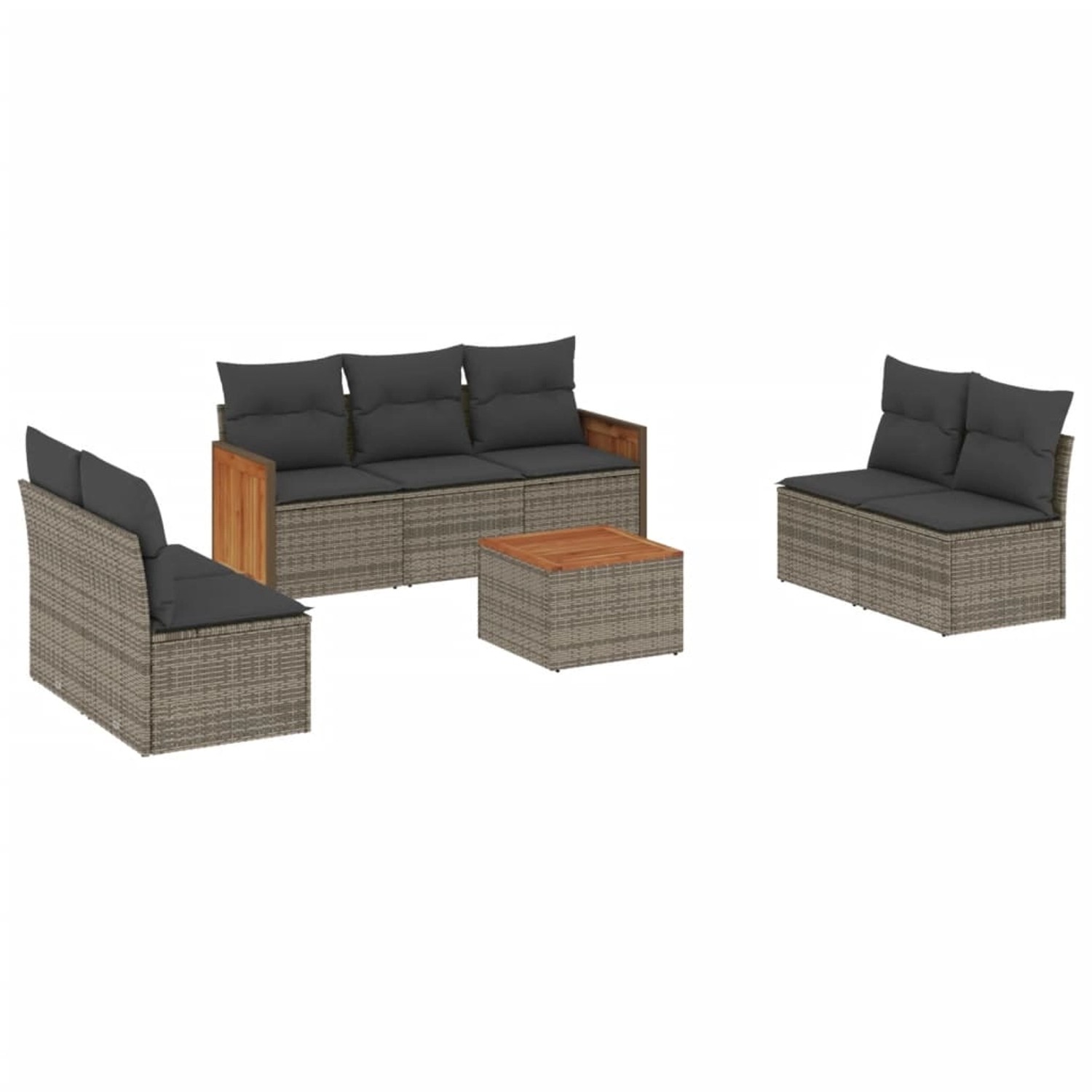 vidaXL 8-tlg Garten-Sofagarnitur mit Kissen Grau Poly Rattan Modell 60 günstig online kaufen