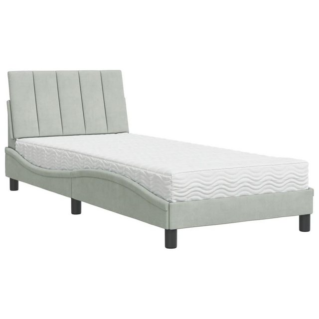 vidaXL Bett Bett mit Matratze Hellgrau 80x200 cm Samt günstig online kaufen