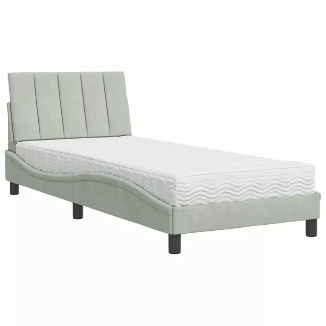 vidaXL Bett Bett mit Matratze Hellgrau 80x200 cm Samt günstig online kaufen