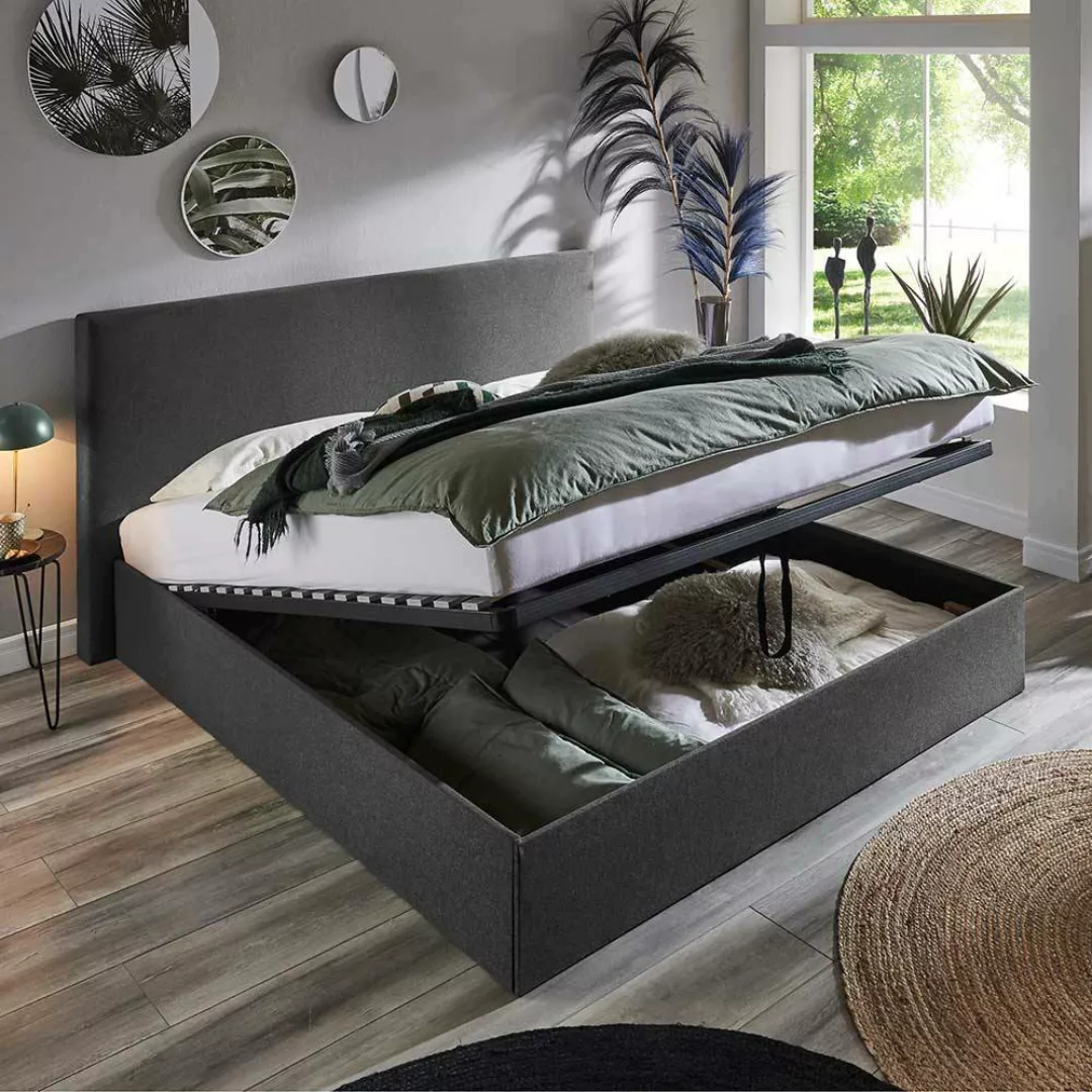 Stauraumbett Anthrazit 140x200 cm in modernem Design mit Bettkasten günstig online kaufen