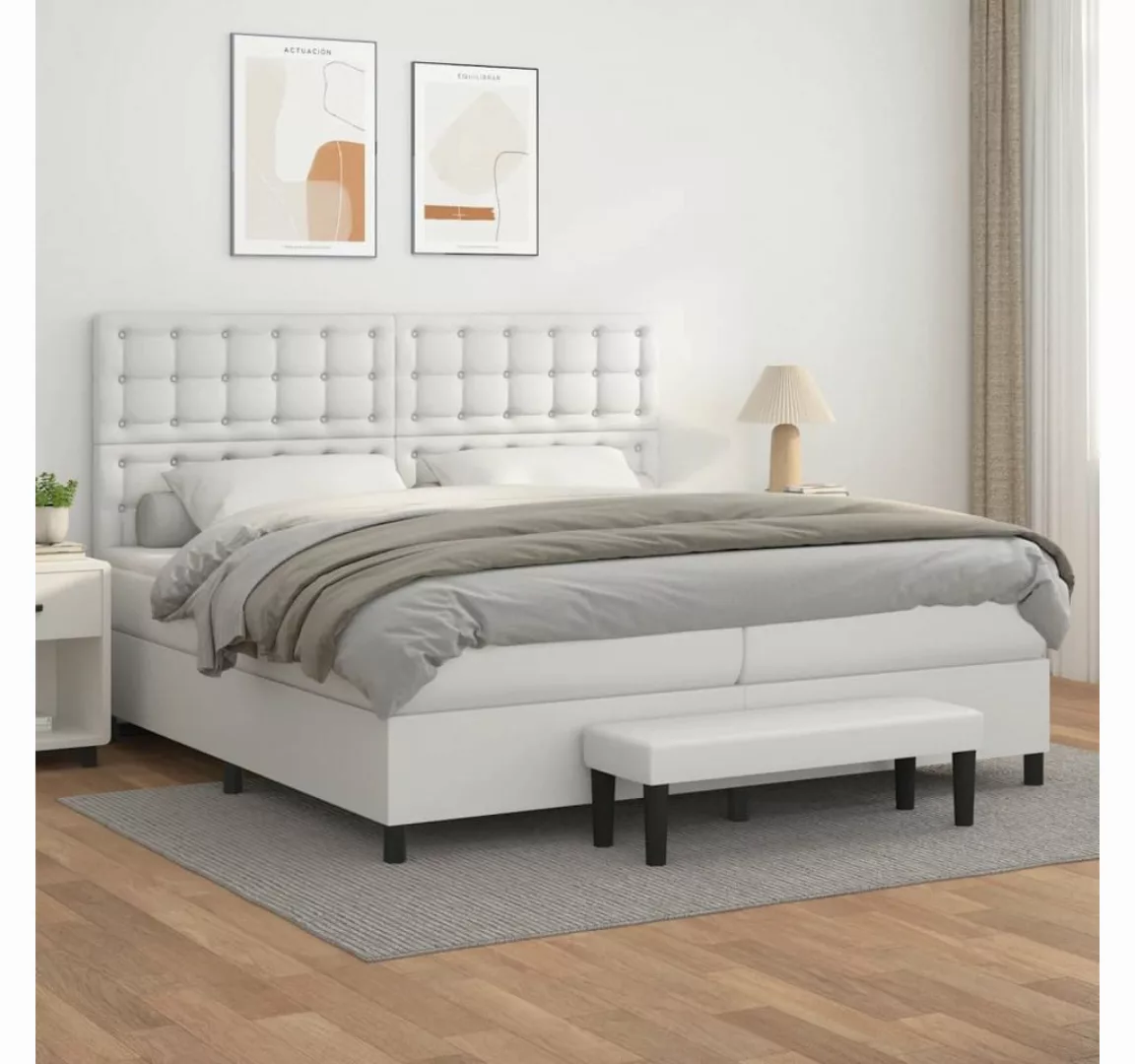 vidaXL Boxspringbett Boxspringbett mit Matratze und Fusshocker Kunstleder ( günstig online kaufen