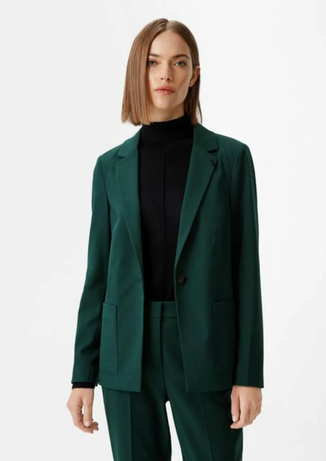 comma casual identity Blusenblazer Antaillierter Blazer aus Twill Label-Pat günstig online kaufen