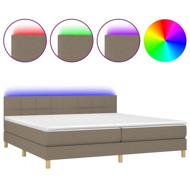 vidaXL Bettgestell Boxspringbett mit Matratze LED Taupe 200x200 cm Stoff Be günstig online kaufen