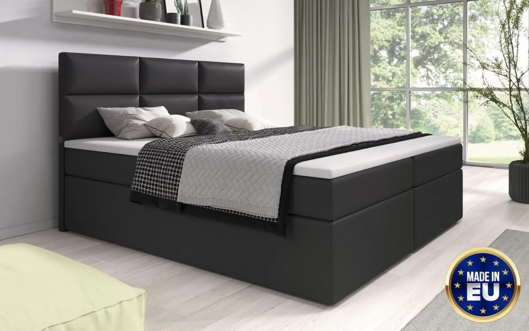 Baidani Boxspringbett Carre mit USB Anschluss und Topper, Hotelbett inkl. T günstig online kaufen