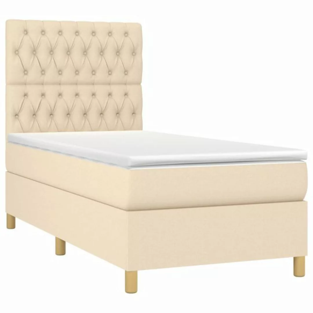 vidaXL Boxspringbett Boxspringbett mit Matratze Creme 100x200 cm Stoff Bett günstig online kaufen