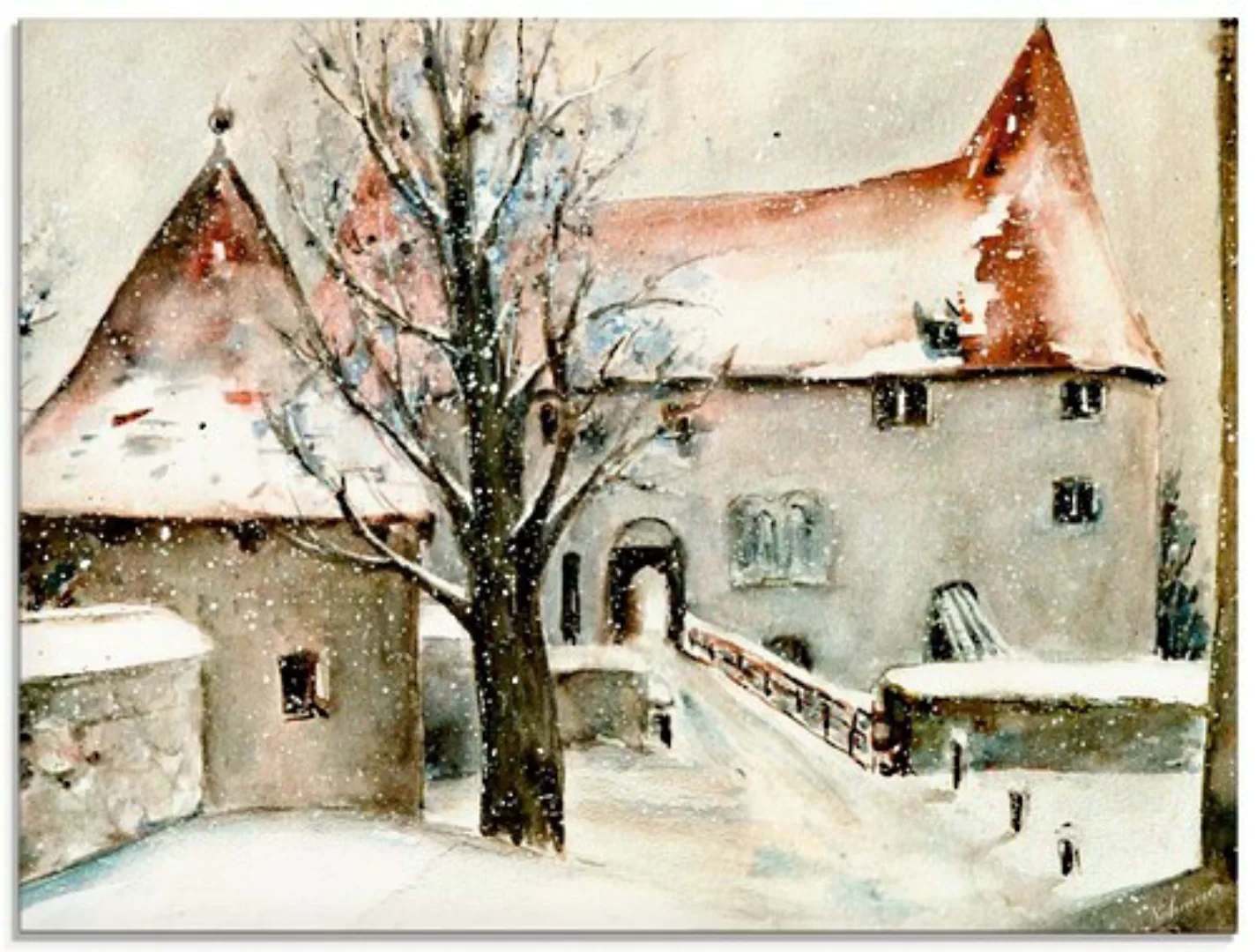 Artland Glasbild "Winter auf der Burg", Gebäude, (1 St.), in verschiedenen günstig online kaufen