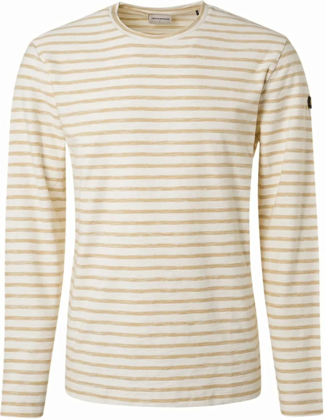 No Excess Langarm-T-Shirt Stripe Beige - Größe XXL günstig online kaufen