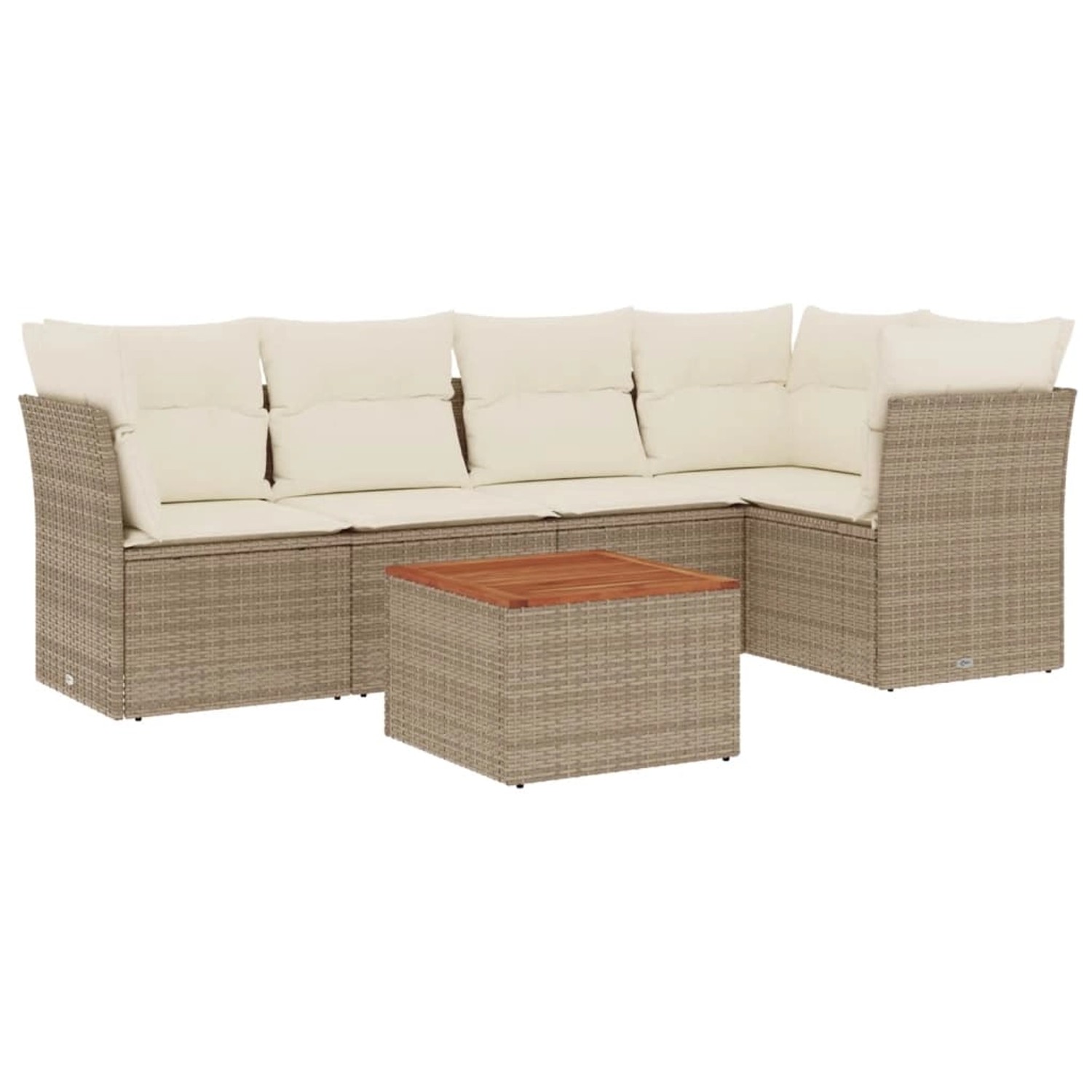 vidaXL 6-Tlg Garten-Sofagarnitur mit Kissen Beige Poly Rattan 3223629 günstig online kaufen